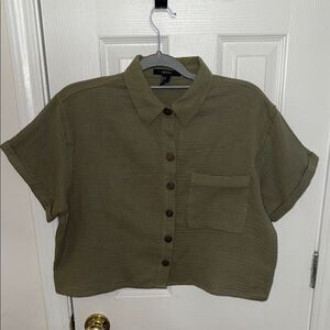 Forever 21 Khaki Button-Up Blouse